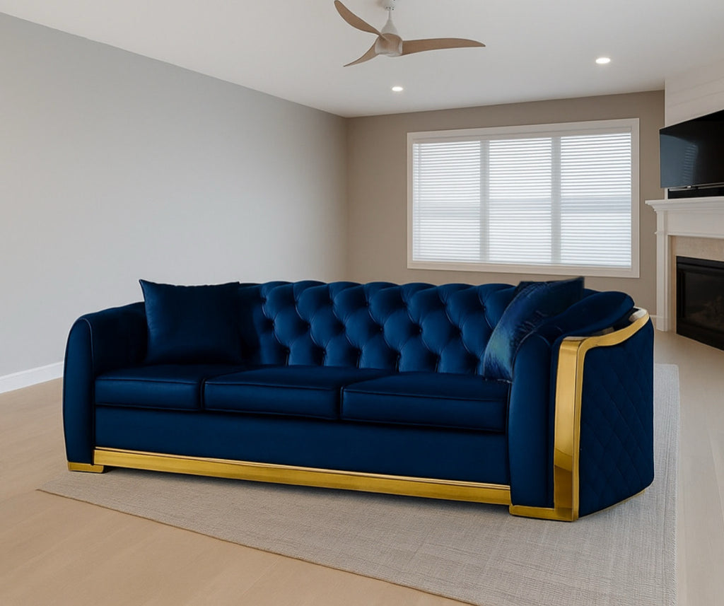 Mid Century Chesterfield Sofa w/ 2 Pillows