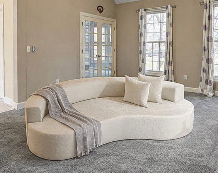 Luxury Curved Sofa w/ 2 Pillows