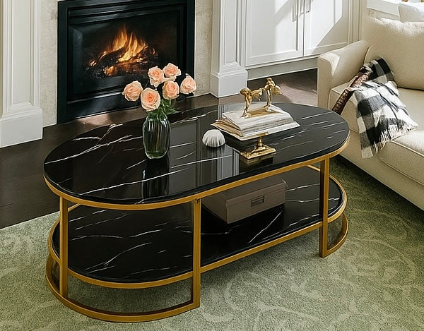 Golden-Framed Marble Table