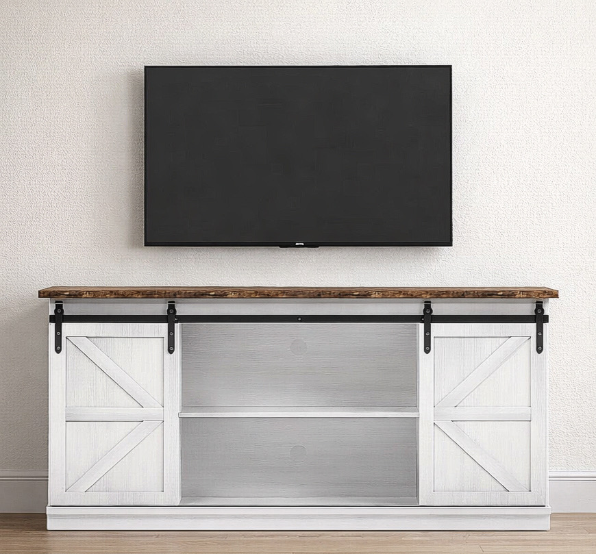 Farmhouse Entertainment Center w/ Sliding Doors