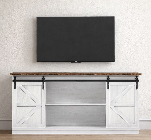 Farmhouse Entertainment Center w/ Sliding Doors