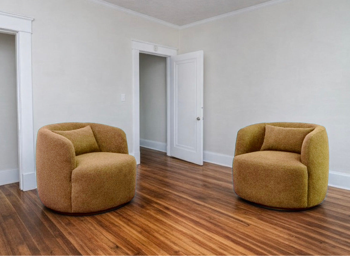 Boucle Upholstered Swivel Armchair (Set of 2)