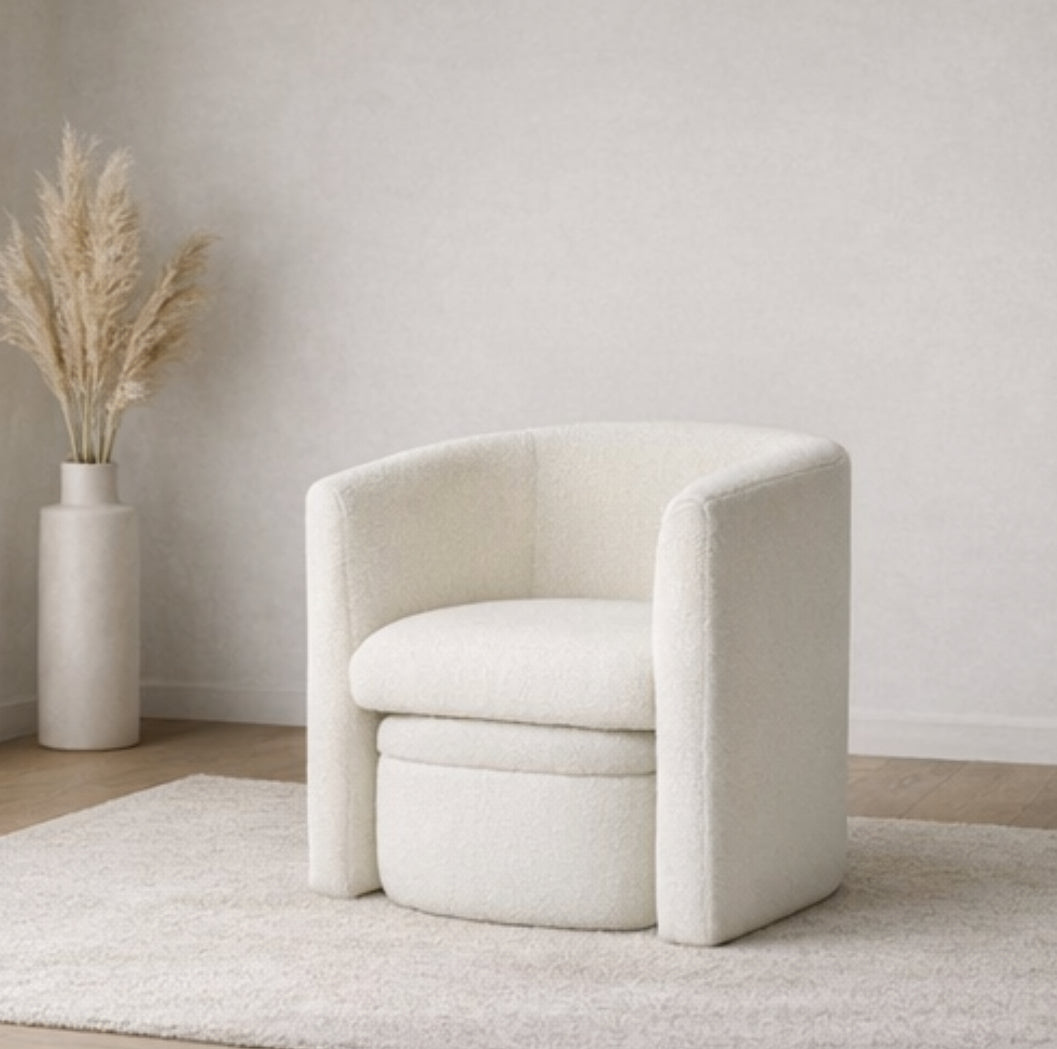Comfy Upholstered Armchair w/ Ottoman