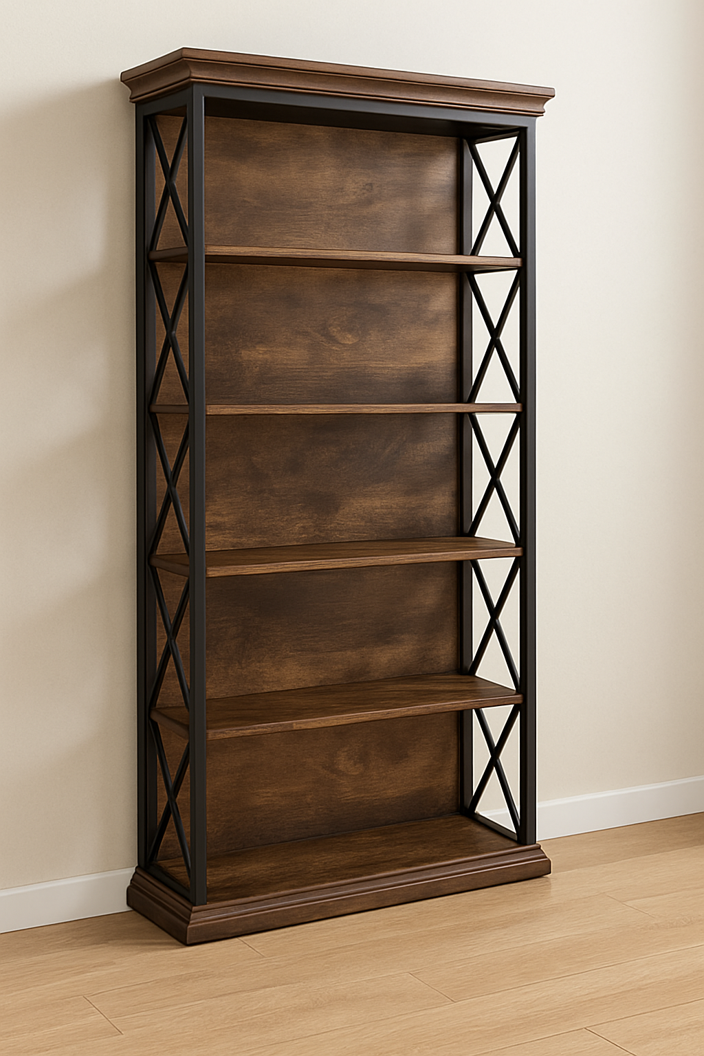 6-Tier Industrial Standing Bookshelf
