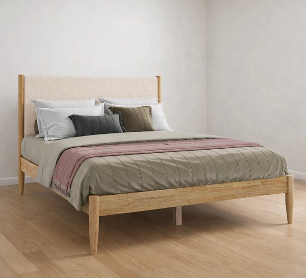 Solid Wood Boucle Bed Platform