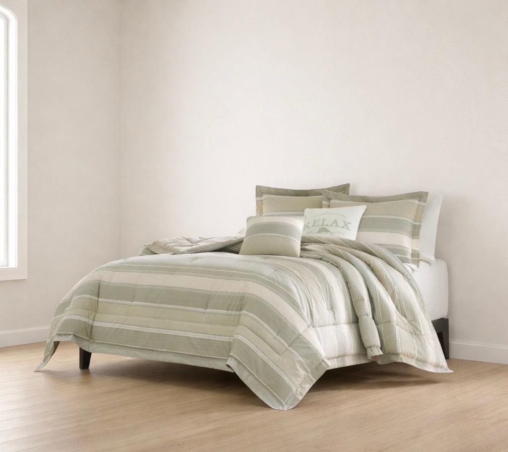 Green Cotton Reversible Comforter Set