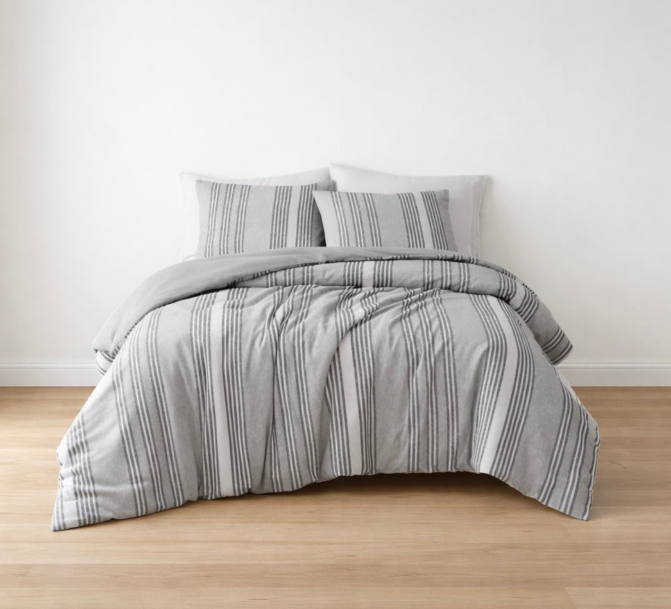 Flannel Striped Duvel Cover Set