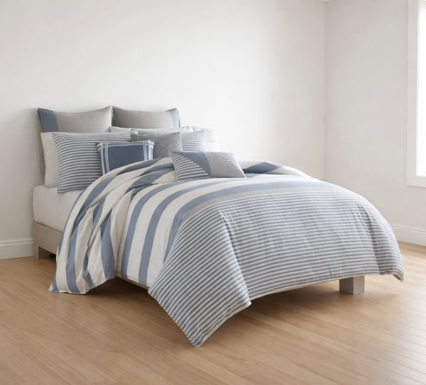Blue Cotton Reversible Comforter Set