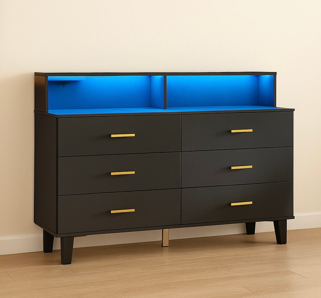 6-Drawer Chest w/ LED Light & Power Outlet