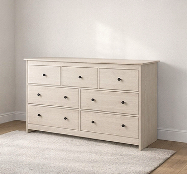7-Drawer Wide Wooden Dresser