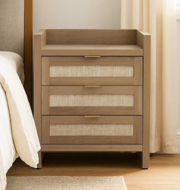 Rattan Nightstand w/ Charging Station (Set of 2)