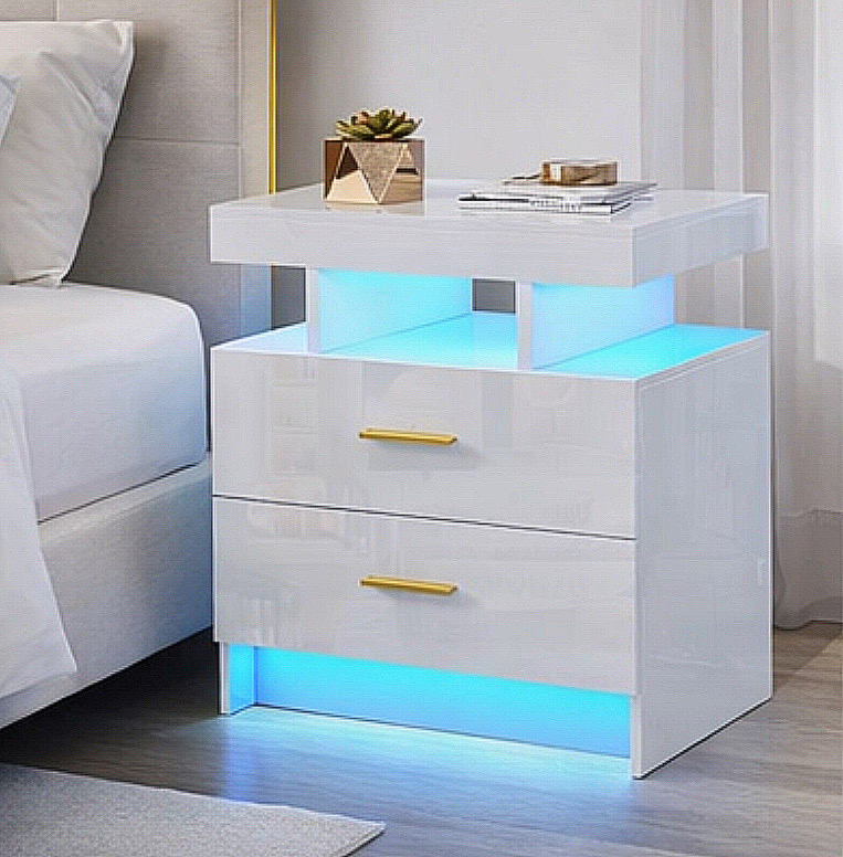 2-Drawer Nightstand w/ LED