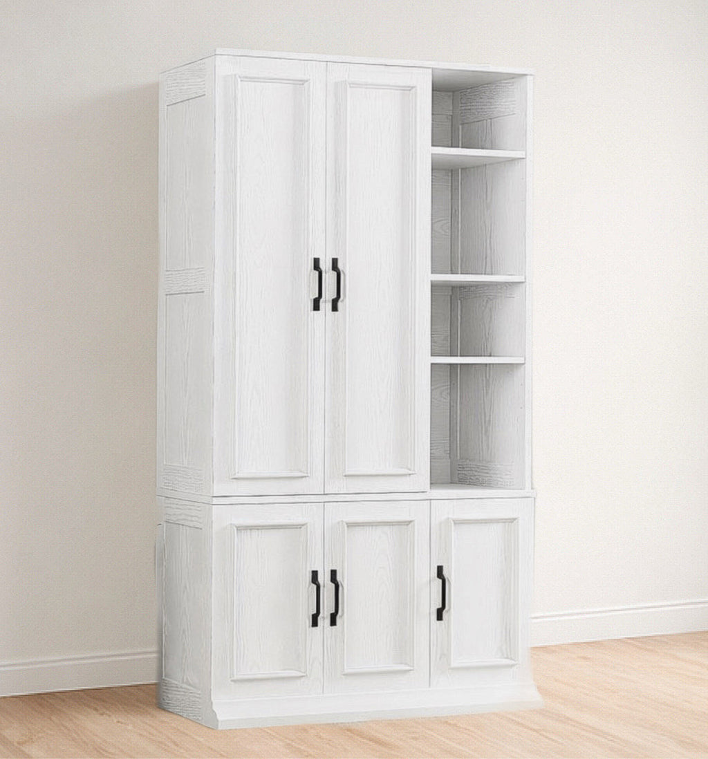 5-Door Wooden Armoire w/ Hanging Poles and 4 Storage Shelves