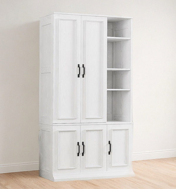 5-Door Wooden Armoire w/ Hanging Poles and 4 Storage Shelves