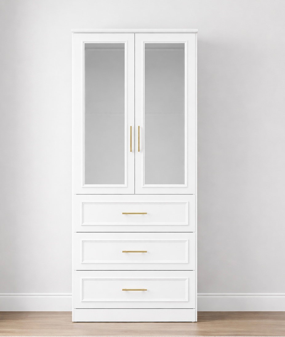 32" Armoire w/ 2 Glass Doors & 3 Drawers
