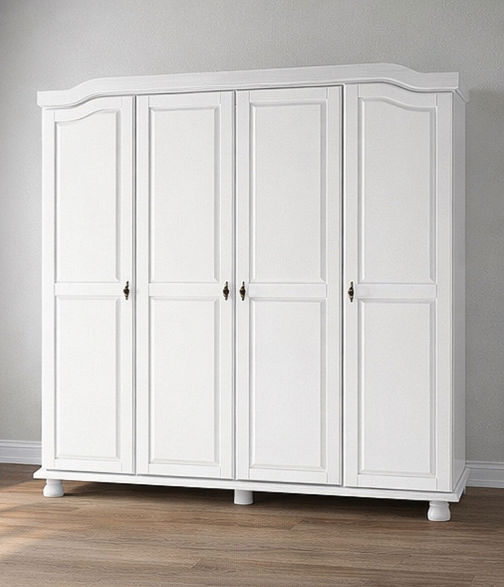 Solid Wood 4-Door Wardrobe
