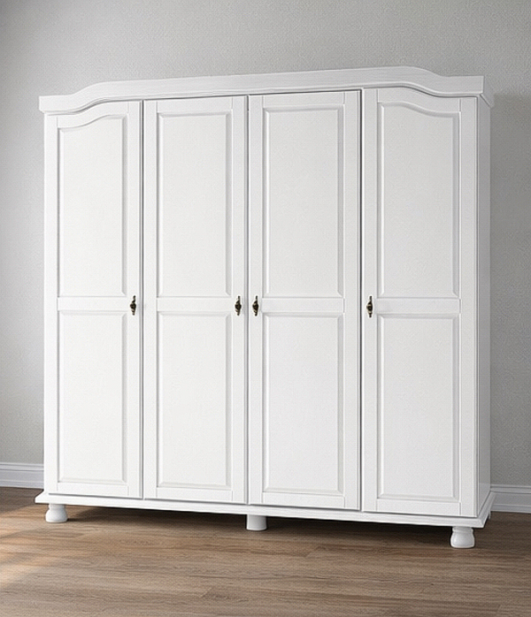 Solid Wood 4-Door Wardrobe