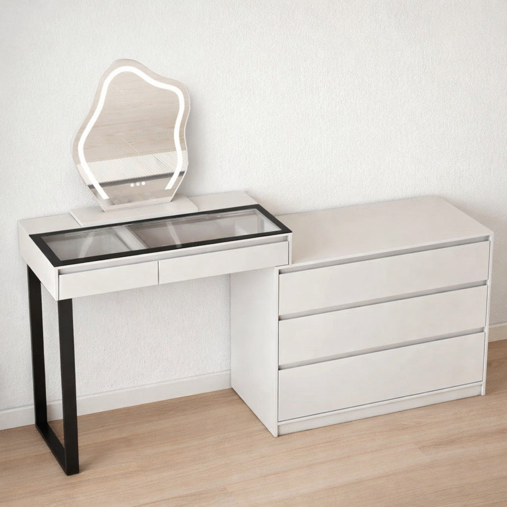52” Vanity Desk w/ LED Lights & 4 Drawers