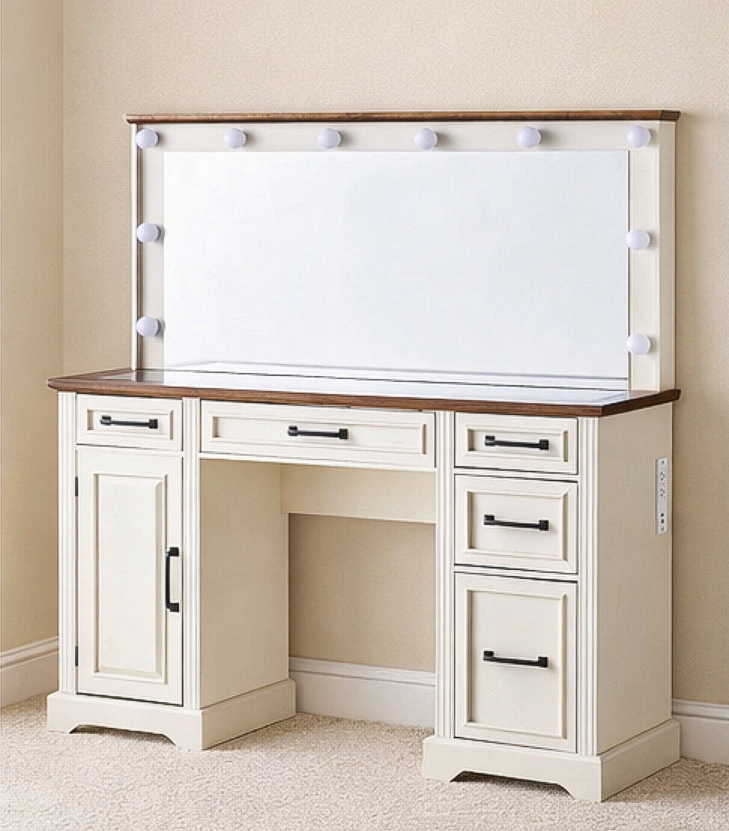 55” Vanity w/ 5 Drawers & Charging Station
