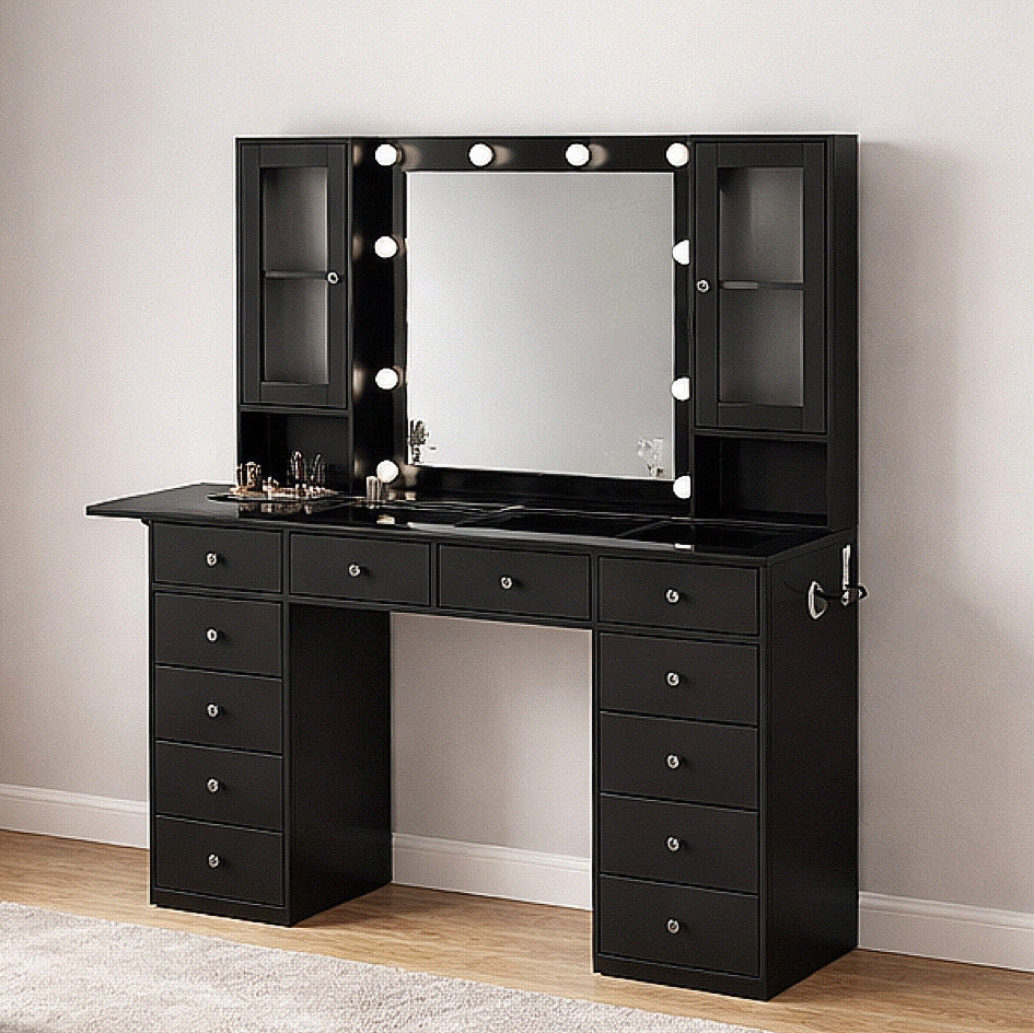 55” Vanity Desk w/ Mirror & 10 LED Lights