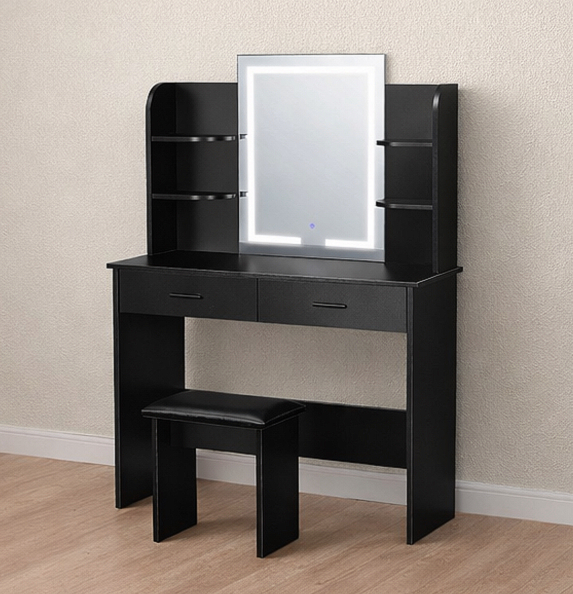 41” Vanity Desk w/ 2 Cabinets & Adjustable Brightness