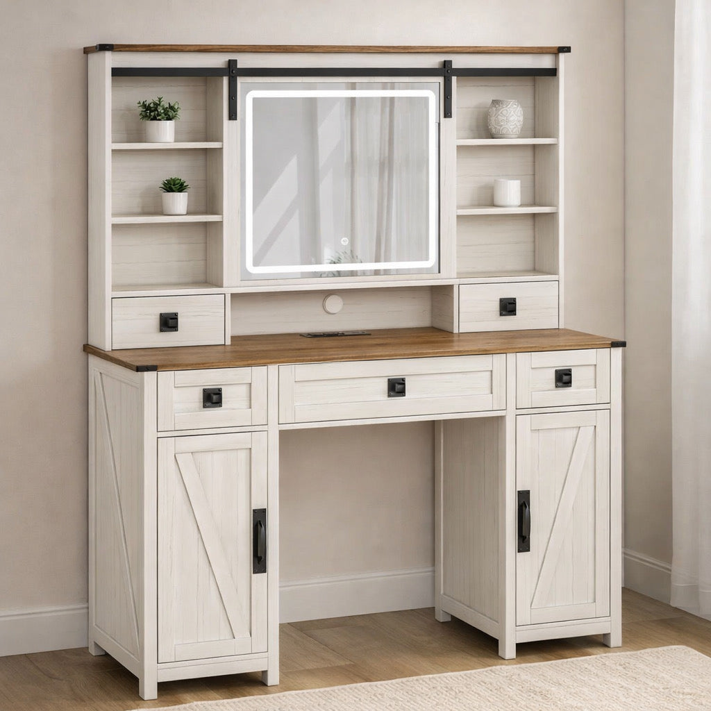 47” Farmhouse Vanity Desk w/ 5 Drawers