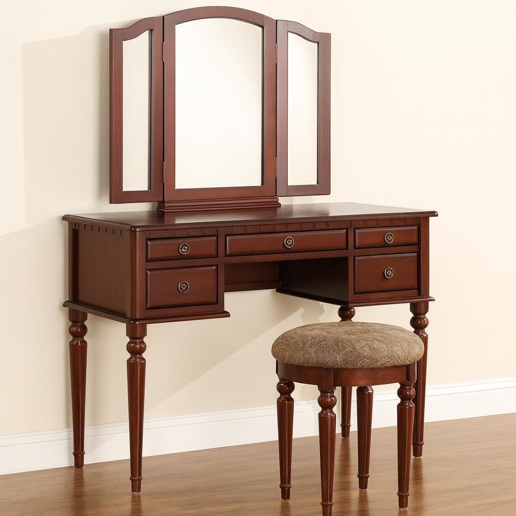 43” Vanity Desk w/ Foldable Mirror & 4 Drawers
