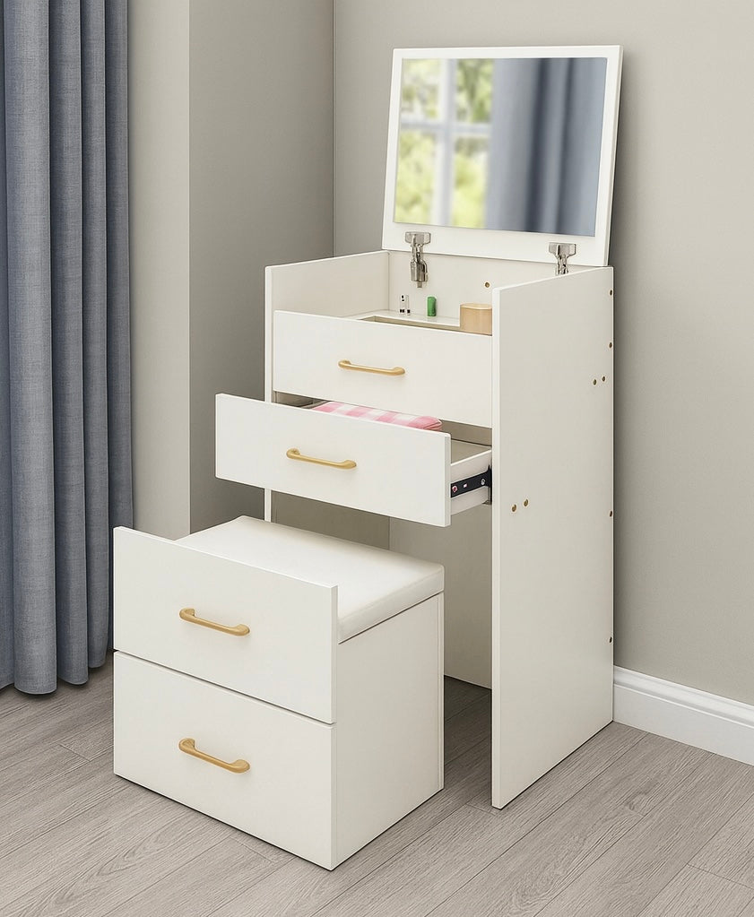 20” Vanity Desk w/ Mirror & Stool