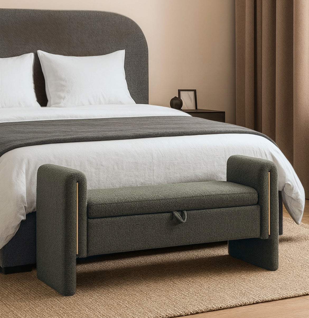 52" Modern Storage Bench w/ Armrests