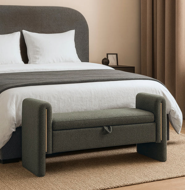 52" Modern Storage Bench w/ Armrests