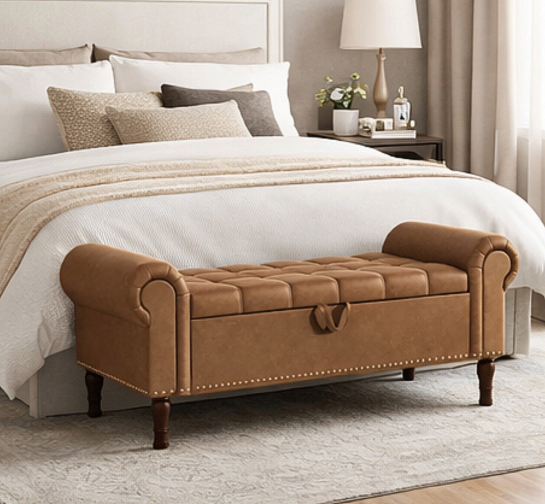 50” Tufted Storage Bench for Full/Queen Beds