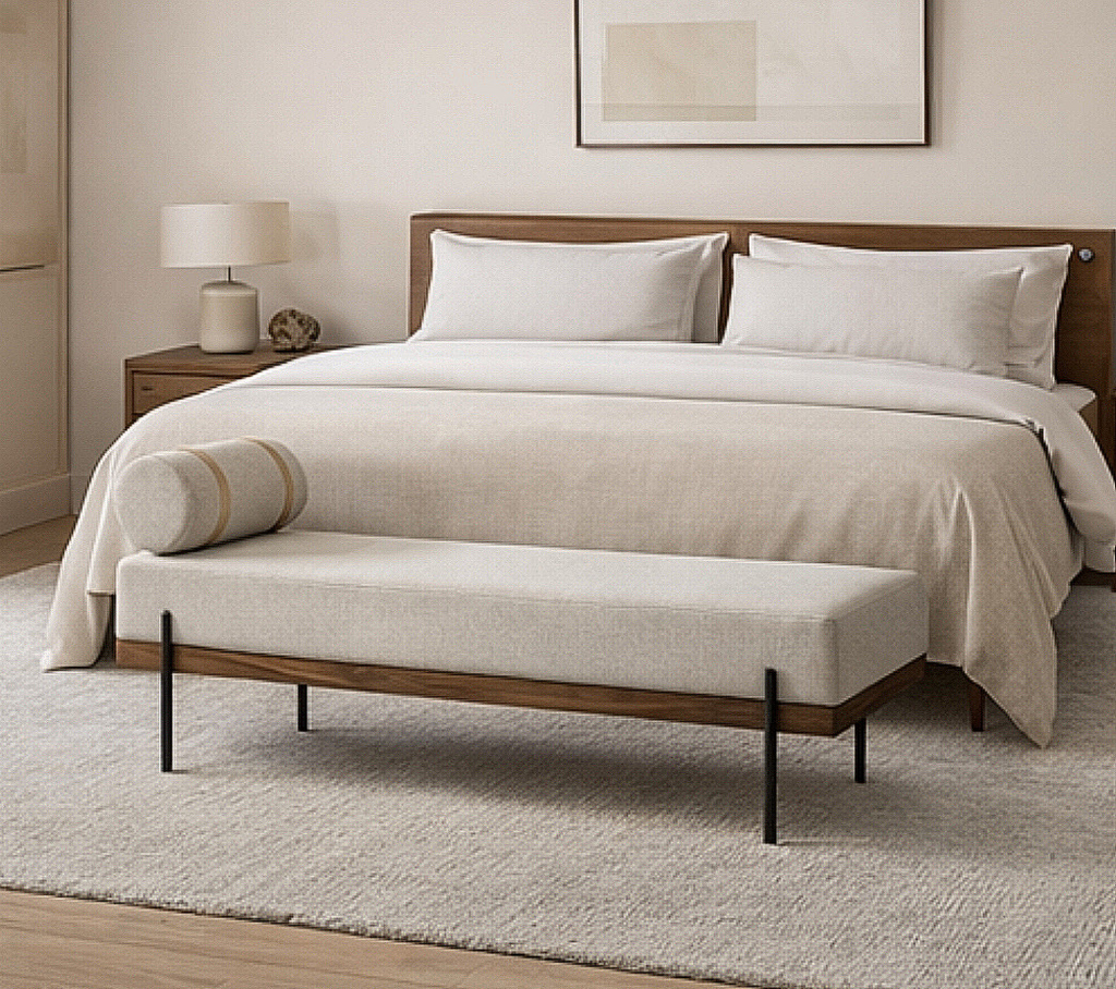 48” Modern Bench w/ Removable Pillows