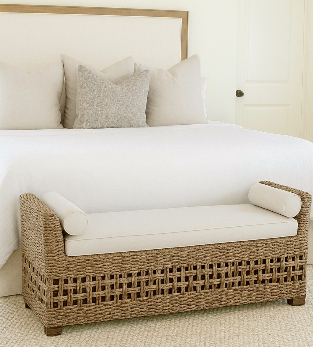56” Rattan Storage Bench