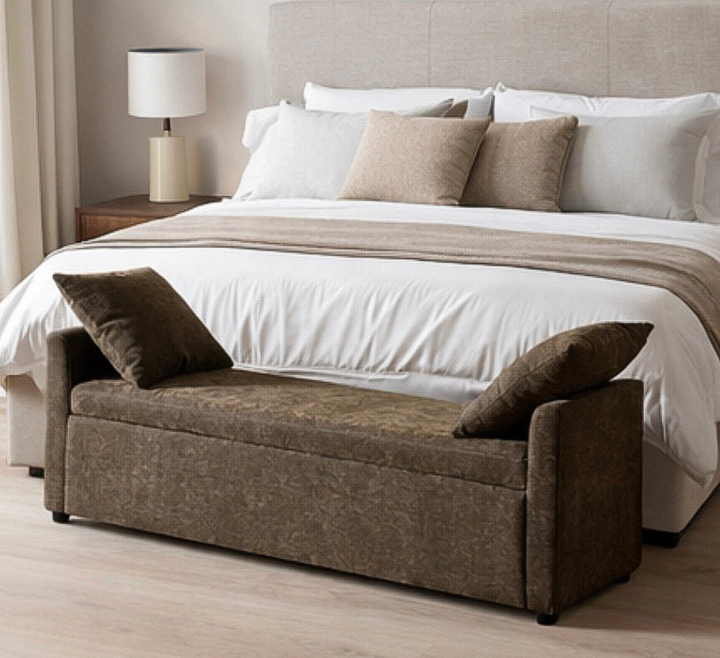 59" Bedroom Storage Bench w/ Two Pillows