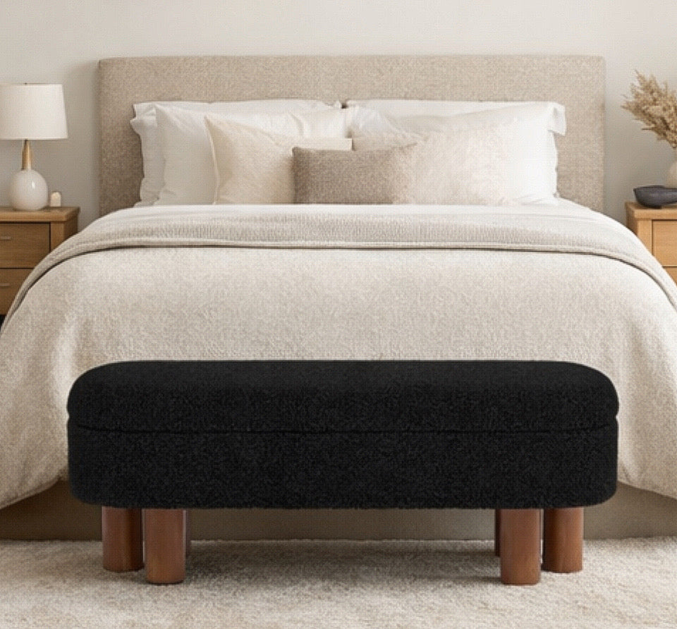 51” Flip Top Storage Bench w/ Solid Wooden Leg