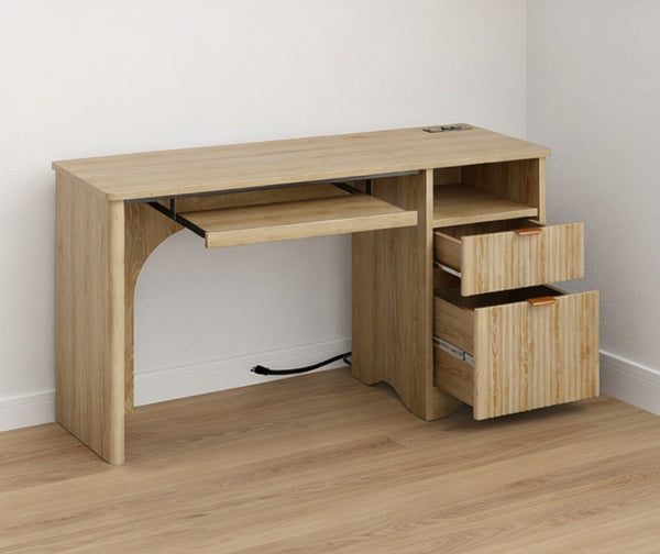 55” Fluted Desk w/ Drawers & Keyboard Tray