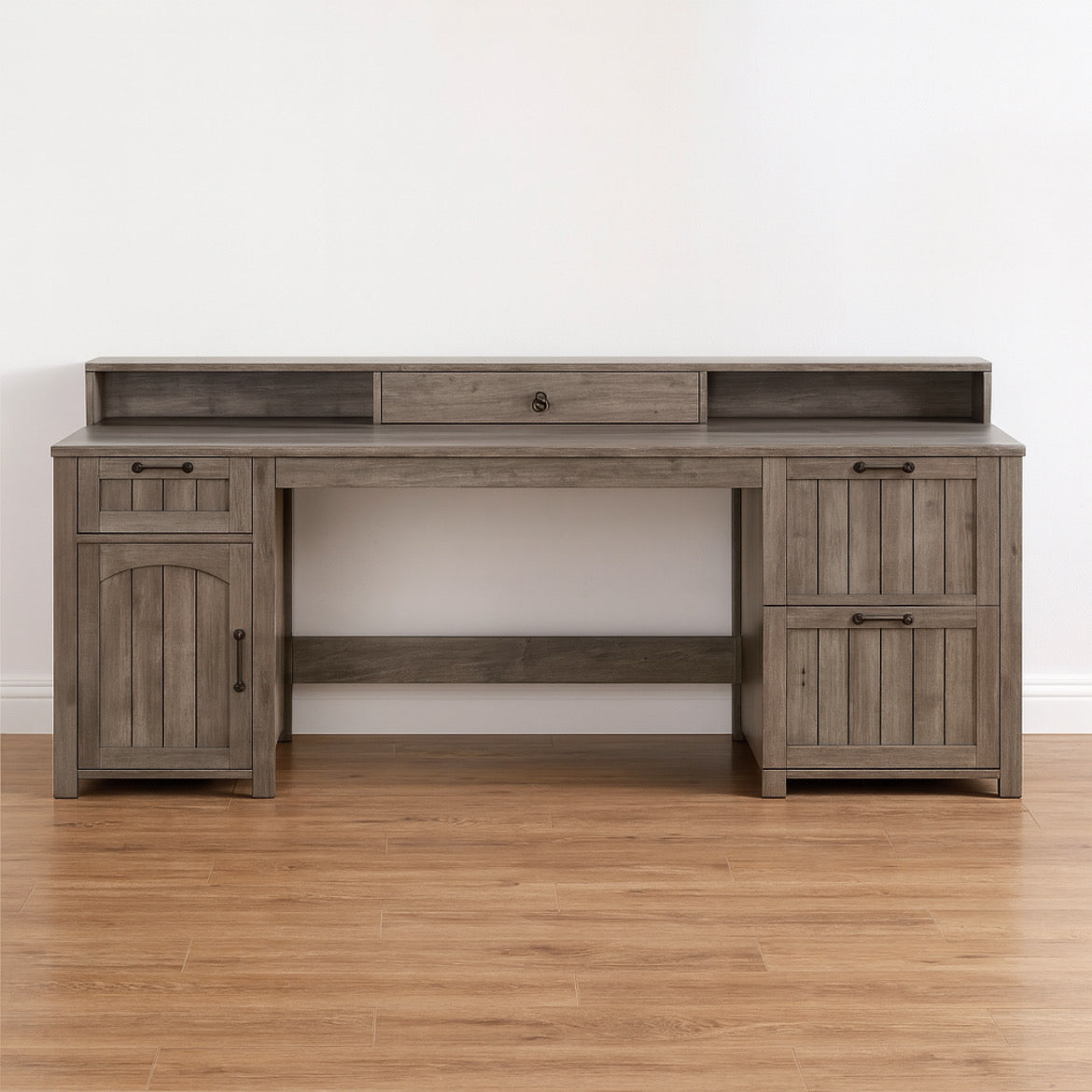 63” Office Desk w/ File Drawer & Monitor Stand