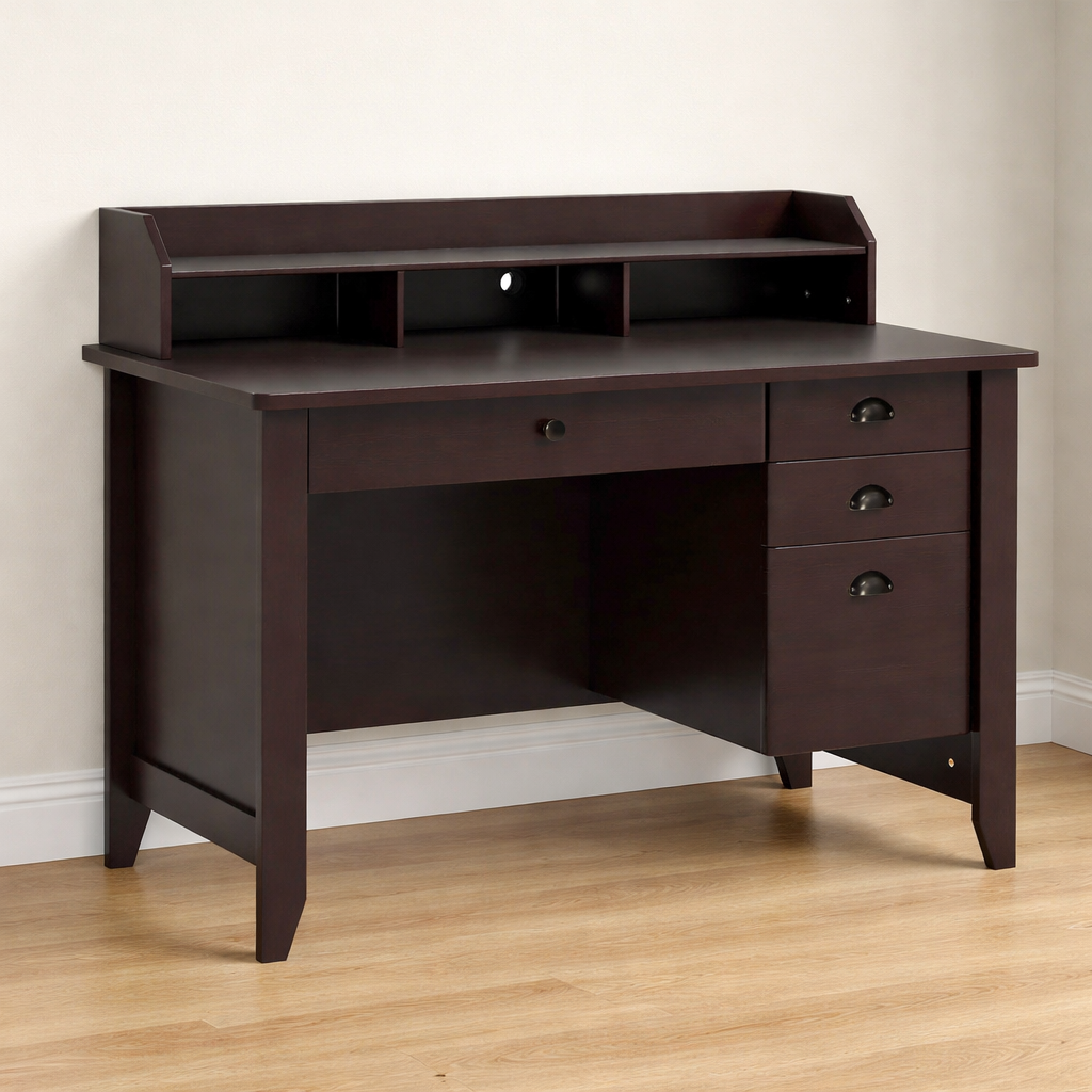 47” Vintage Office Desk w/ 3 Storage Drawers & 1 File Drawer