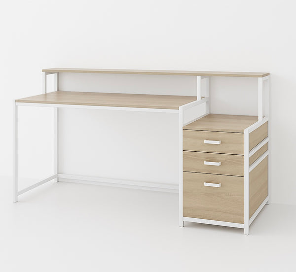 63” Office Desk w/ File Drawer & Monitor Stand