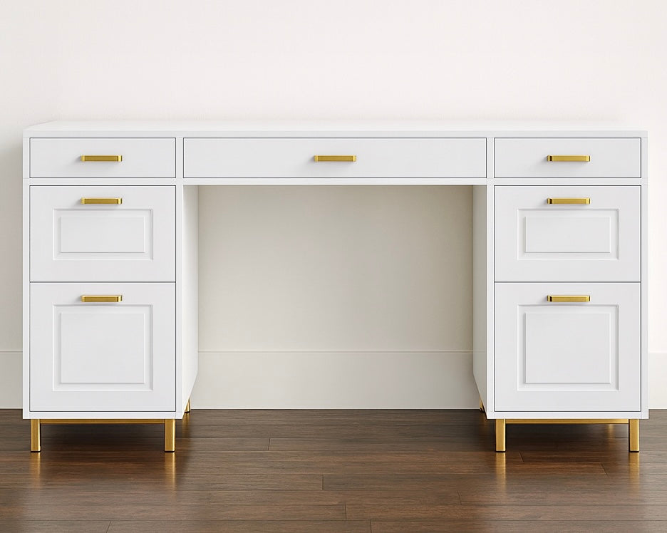 57” Luxury Desk w/ 7 Drawers & Gold Handles