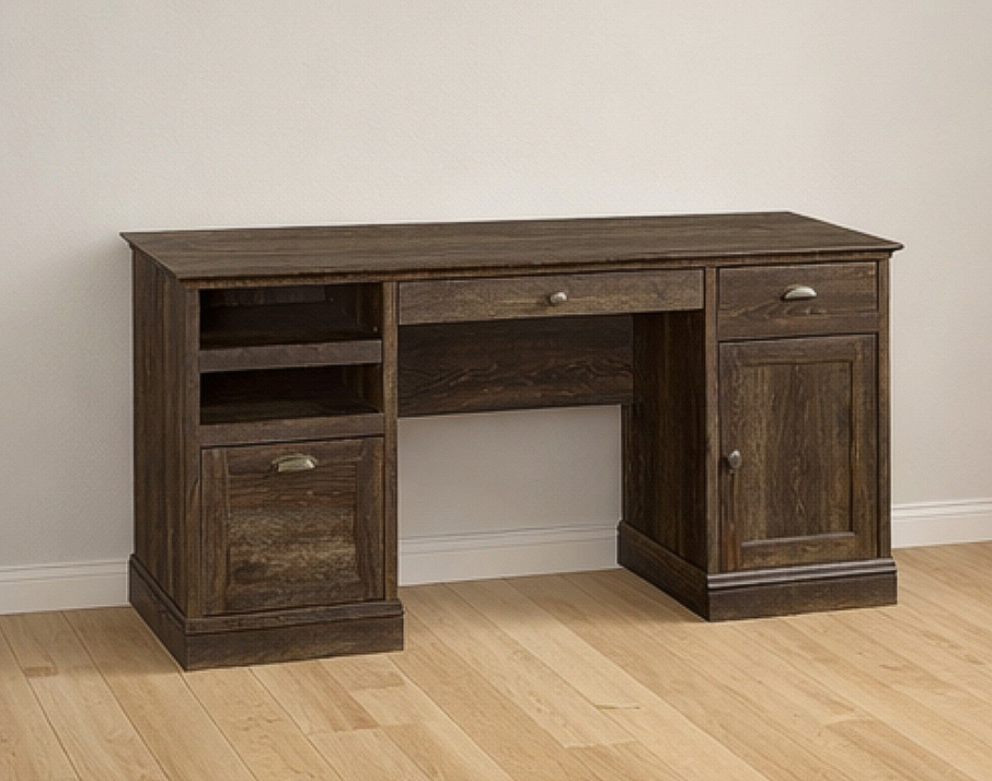 59" Executive Office Desk w/ 3 Drawers & Cabinet