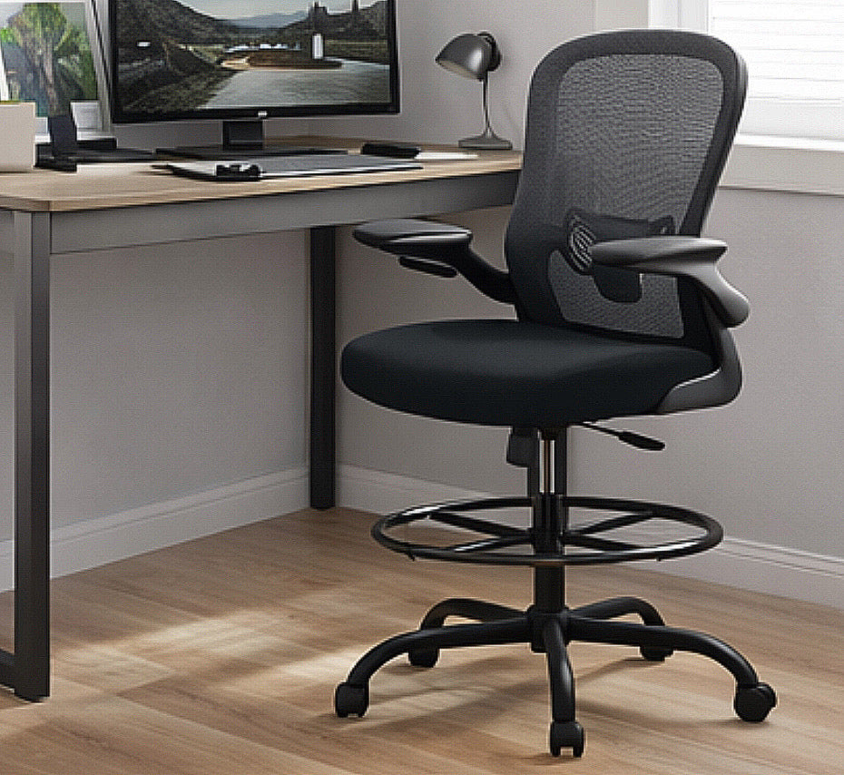 Tall Mesh Chair w/ Adjustable Footrest Ring