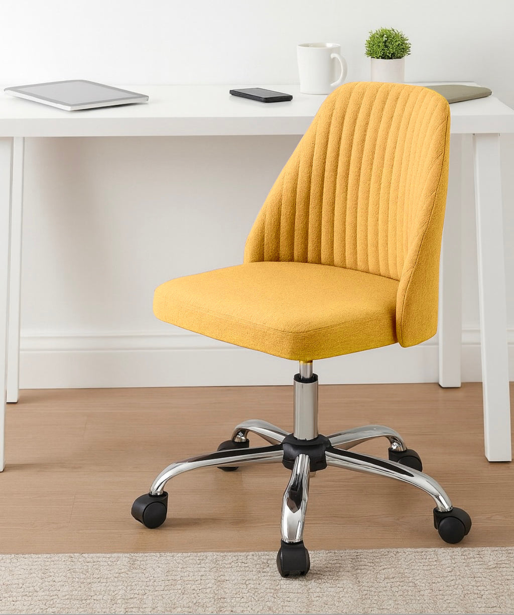 Armless Swivel Chair w/ Modern Fabric