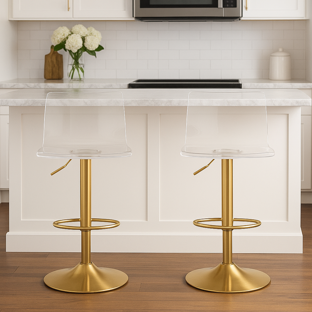 Transparent Acrylic Mid-Back Swivel Bar Stools (Set of 2)