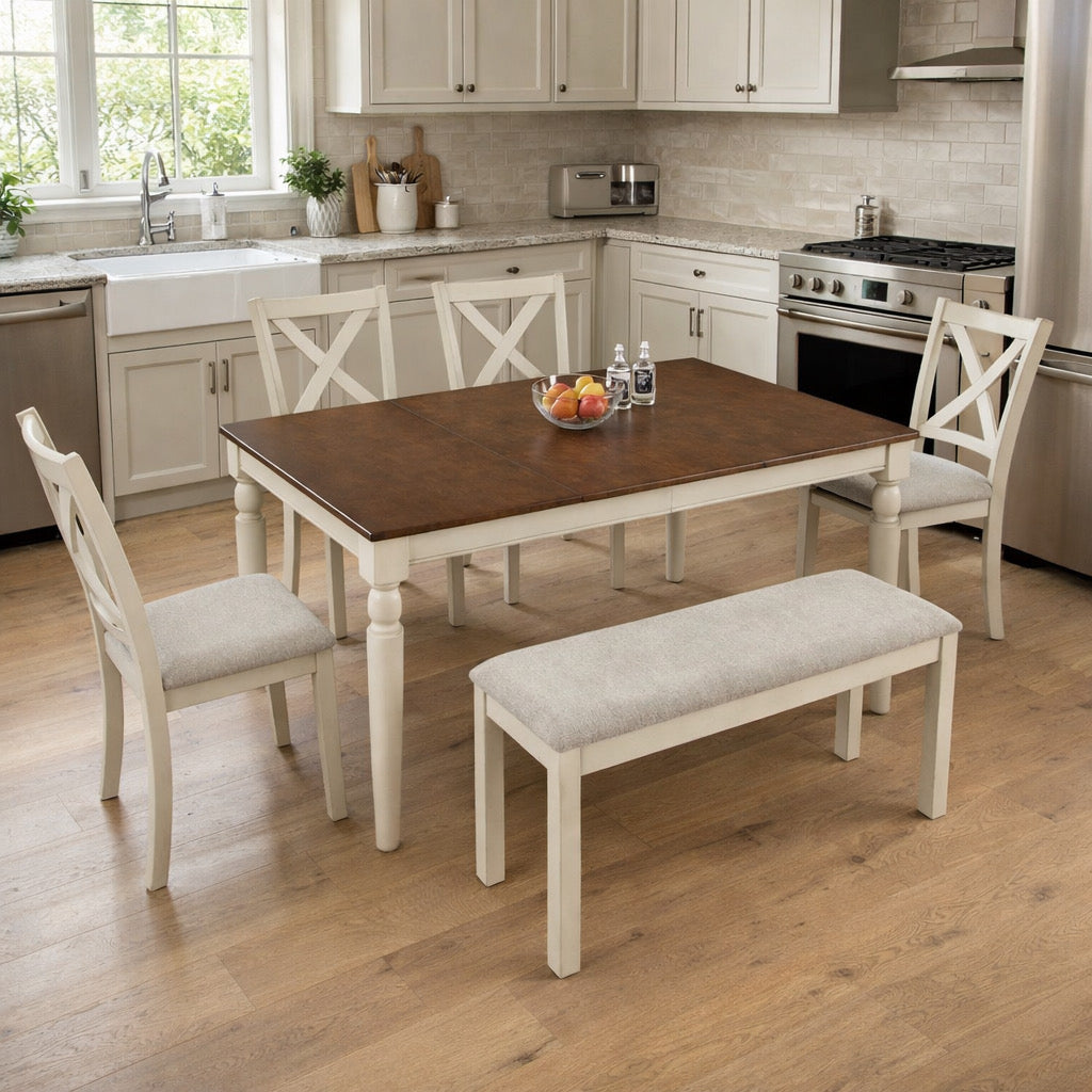 6-Piece Farmhouse Dining Table Set