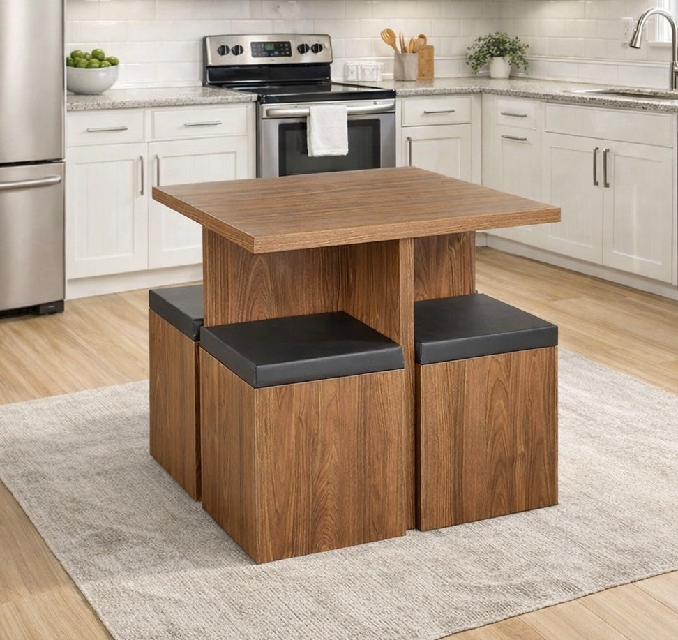 5-Piece Small Dining Table Set w/ 4 Stools