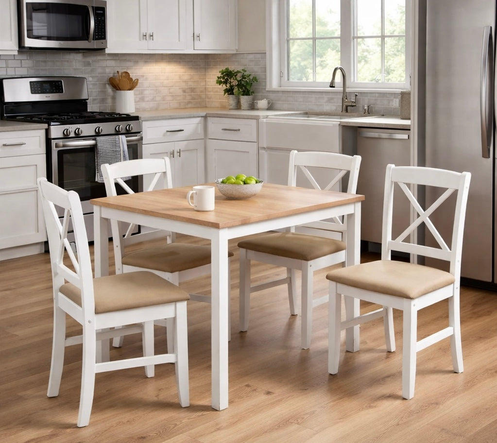 Space-Saving Farmhouse Dining Table Set for 4
