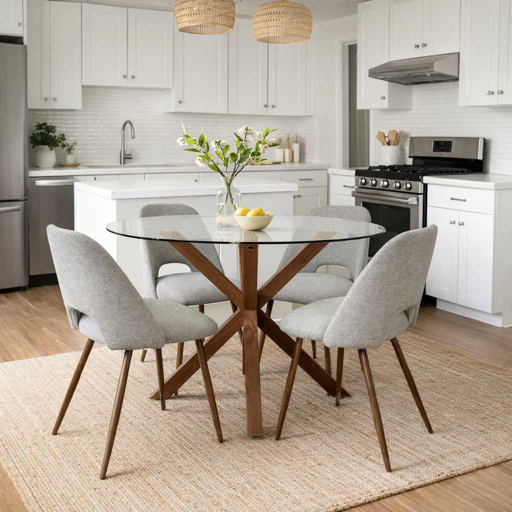 5-Piece Round Glass Table Set