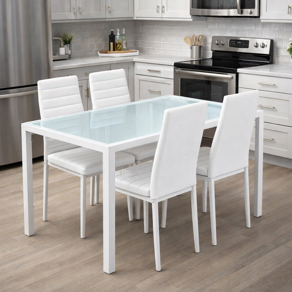Modern Dining Table w/ Leather Chairs