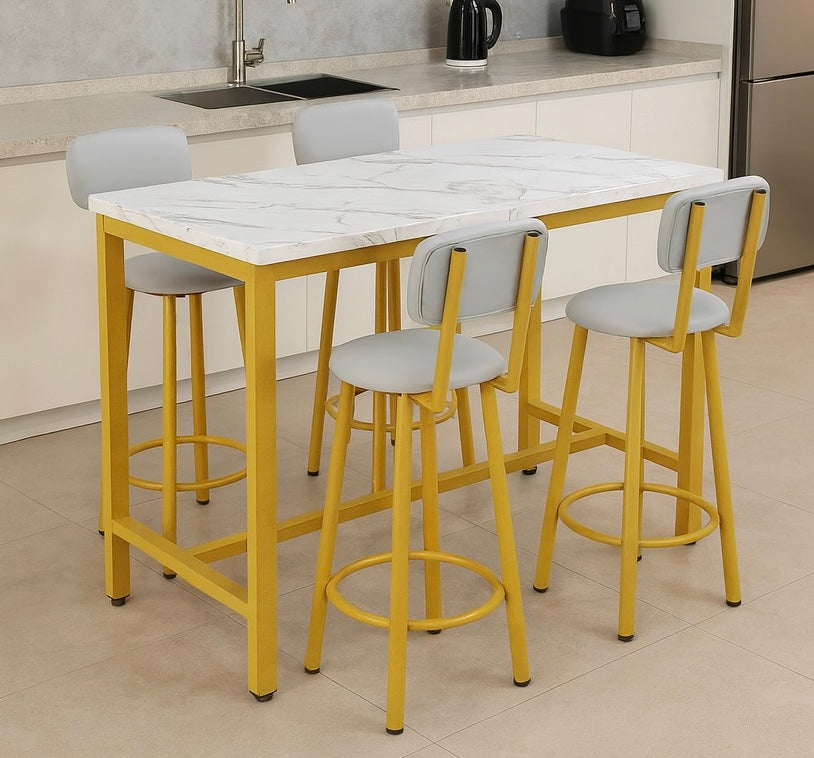 Faux Marble Bar Table Set for 4